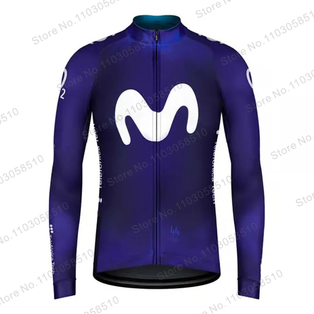 Maillot de ciclismo de manga larga Movistar transpirable de verano para hombre, ropa de ciclismo de montaña
