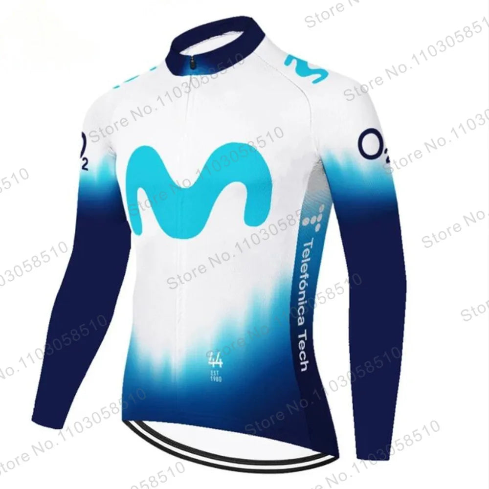Maillot de ciclismo de manga larga Movistar transpirable de verano para hombre, ropa de ciclismo de montaña