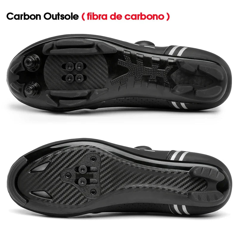 Zapatillas de ciclismo de montaña 2023 con calas para hombre y mujer, de carbono, deportivas, de velocidad, planas, SPD, para ciclismo de carretera