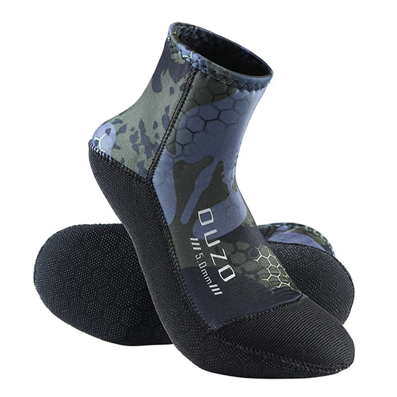 Calcetines de buceo de neopreno de 5 mm, para verano, para deportes de buceo, para surf, playa, antideslizantes, aletas de natación, resistentes a la arena y a los baños de hielo.