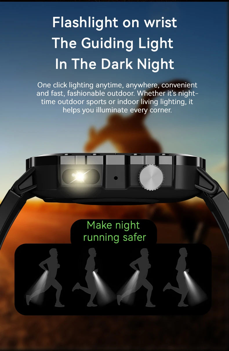 LAXASFIT 2025 - Reloj inteligente militar resistente para hombre, para exteriores, pantalla táctil HD de 2,01", llamadas de voz y Bluetooth