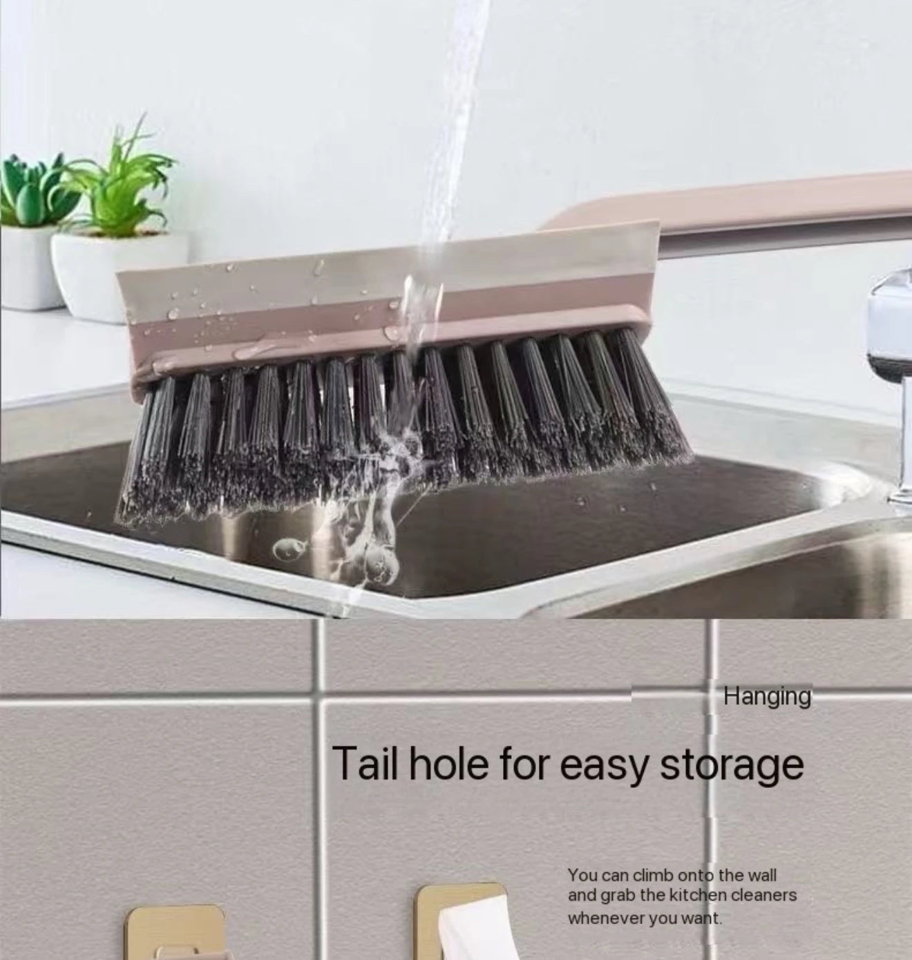 Cepillo multiusos para limpiar azulejos, con cerdas duras y rotación de 360°, ideal para suelos y paredes de baño y cocina.