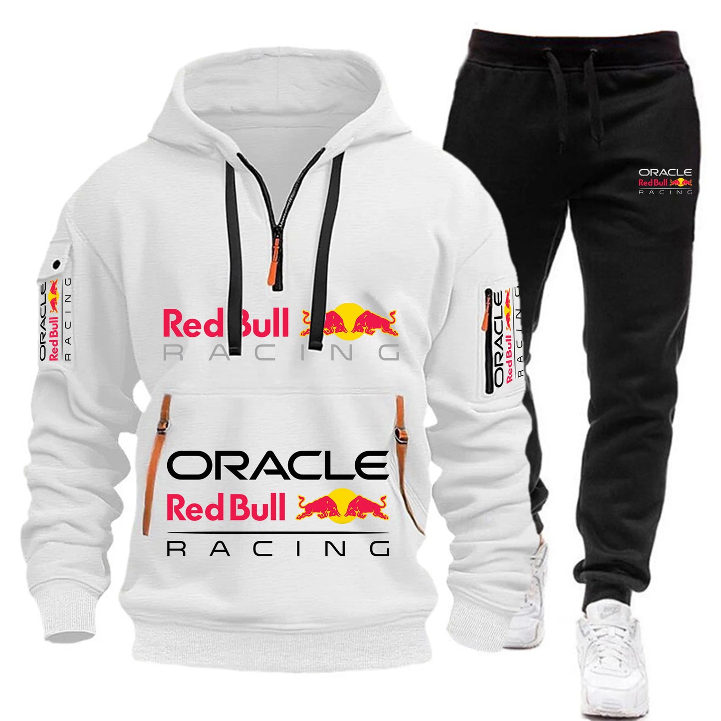 Conjunto de sudadera con capucha y pantalones deportivos Red Bull Racing para hombre, otoño/invierno, 2 piezas, con cremallera y múltiples bolsillos, muy vendido.
