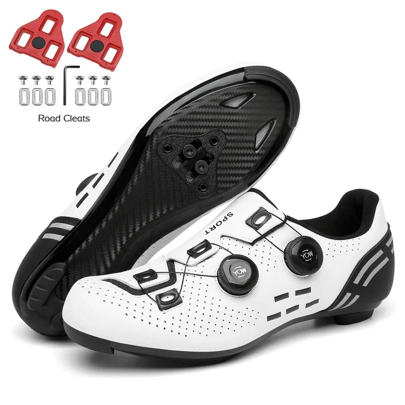 Zapatillas de ciclismo de montaña 2023 con calas para hombre y mujer, de carbono, deportivas, de velocidad, planas, SPD, para ciclismo de carretera