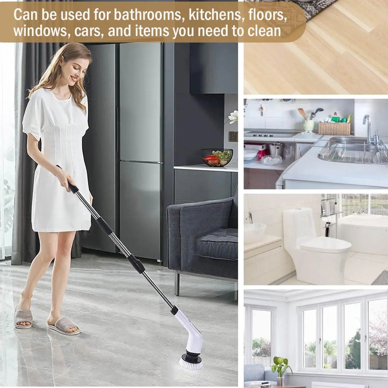 Fregador giratorio inalámbrico para el hogar, aparatos de cocina, cepillos para el cabello, escobas de baño, fregonas de inodoro, cepillo de limpieza eléctrico multiusos.