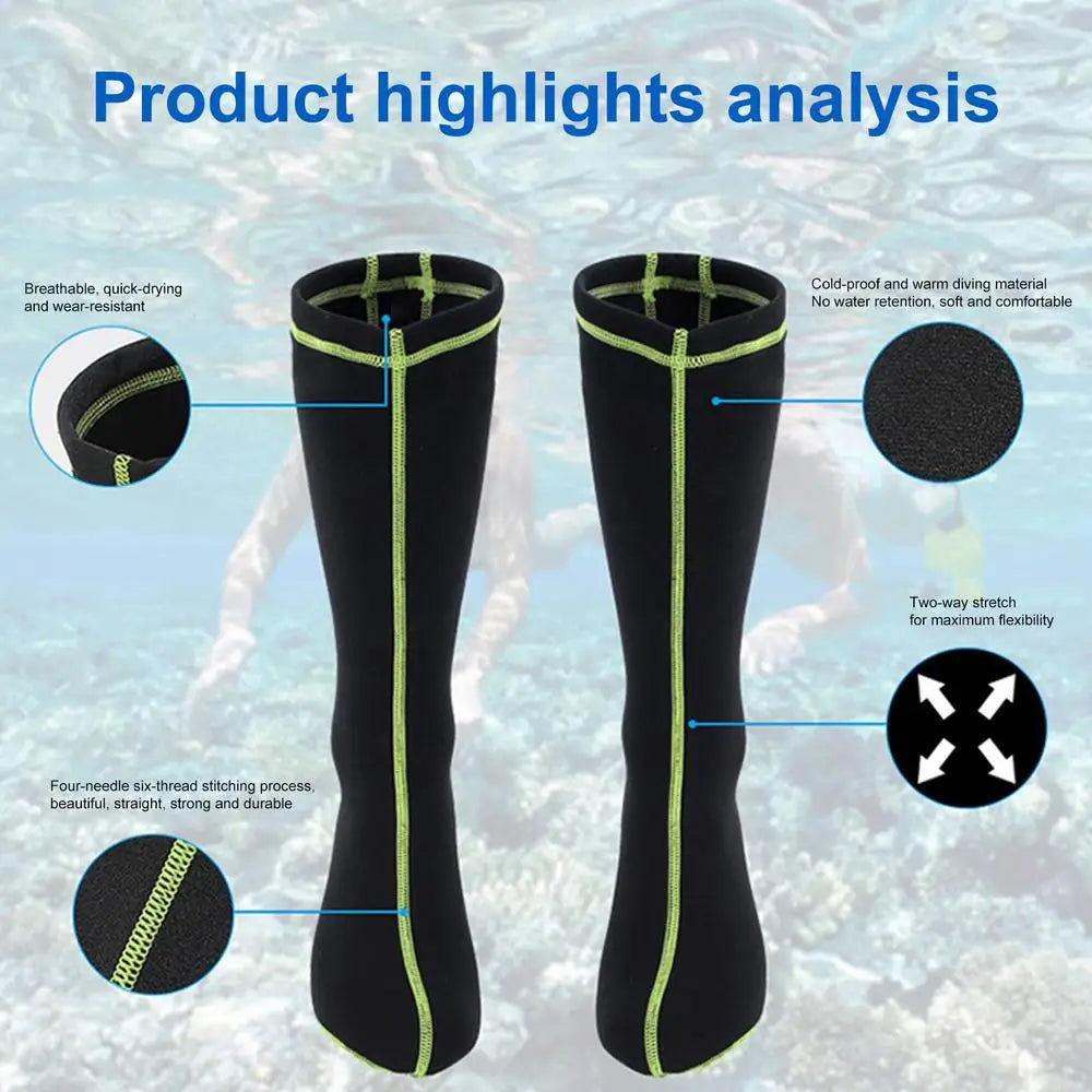 Calcetines de natación con aletas, antideslizantes, de neopreno, resistentes a la arena, elásticos, para voleibol de playa y buceo, calcetines largos de natación para deportes acuáticos al aire libre.