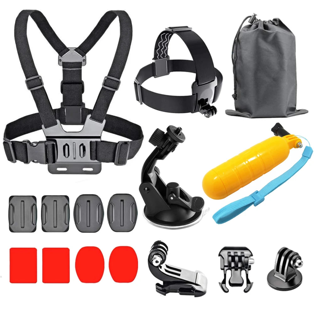 Accesorios para cámara de acción GoPro Hero 9, 8, 7, 5 y 4, mochila DJI Osmo Action, ventosa para montura de cristal, funda 4K y casco.