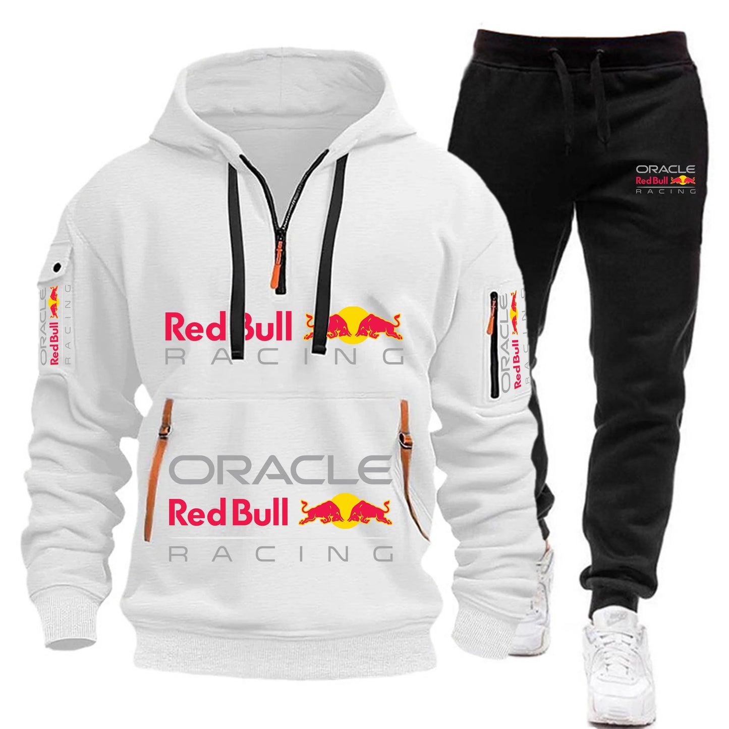 Conjunto de sudadera con capucha y pantalones deportivos Red Bull Racing para hombre, otoño/invierno, 2 piezas, con cremallera y múltiples bolsillos, muy vendido.