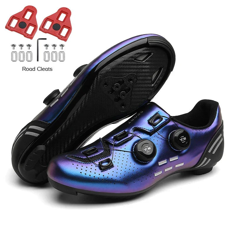 Zapatillas de ciclismo de montaña 2023 con calas para hombre y mujer, de carbono, deportivas, de velocidad, planas, SPD, para ciclismo de carretera