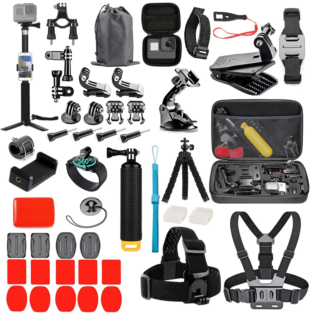 Accesorios para cámara de acción GoPro Hero 9, 8, 7, 5 y 4, mochila DJI Osmo Action, ventosa para montura de cristal, funda 4K y casco.