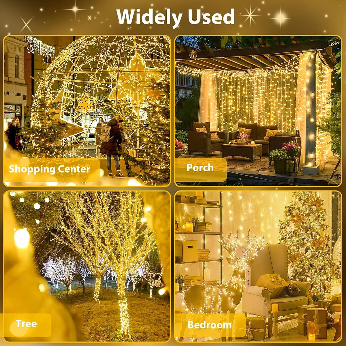 Guirnalda de luces LED de 50 m y 100 m para exteriores, guirnalda navideña para jardín, terraza, árbol, calle, boda, fiesta, decoración