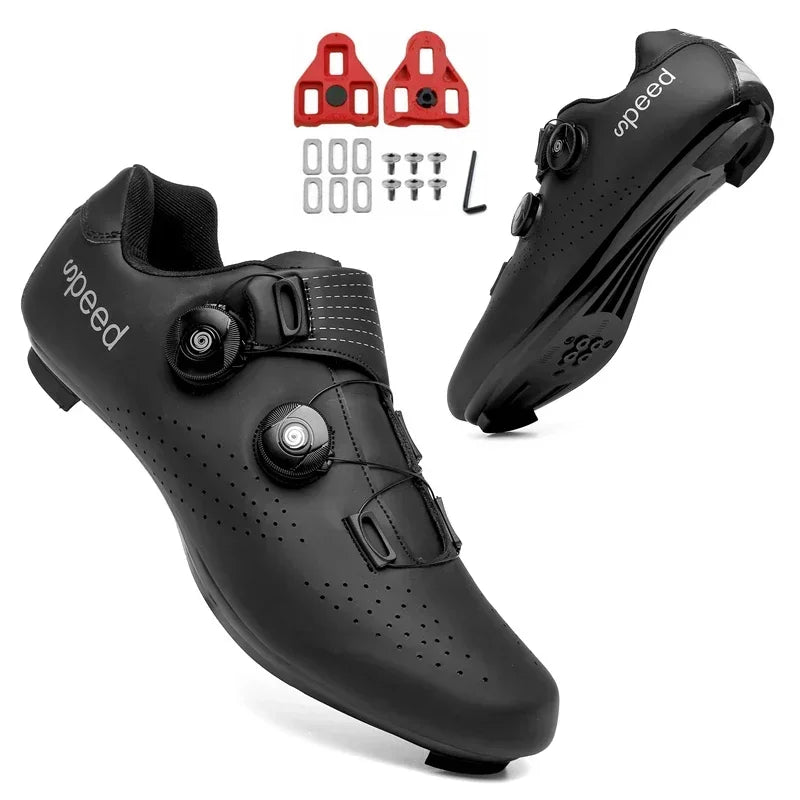 Zapatillas profesionales para hombre, ultraligeras, con doble hebilla, para ciclismo de montaña, luminosas, con calas autoblocantes