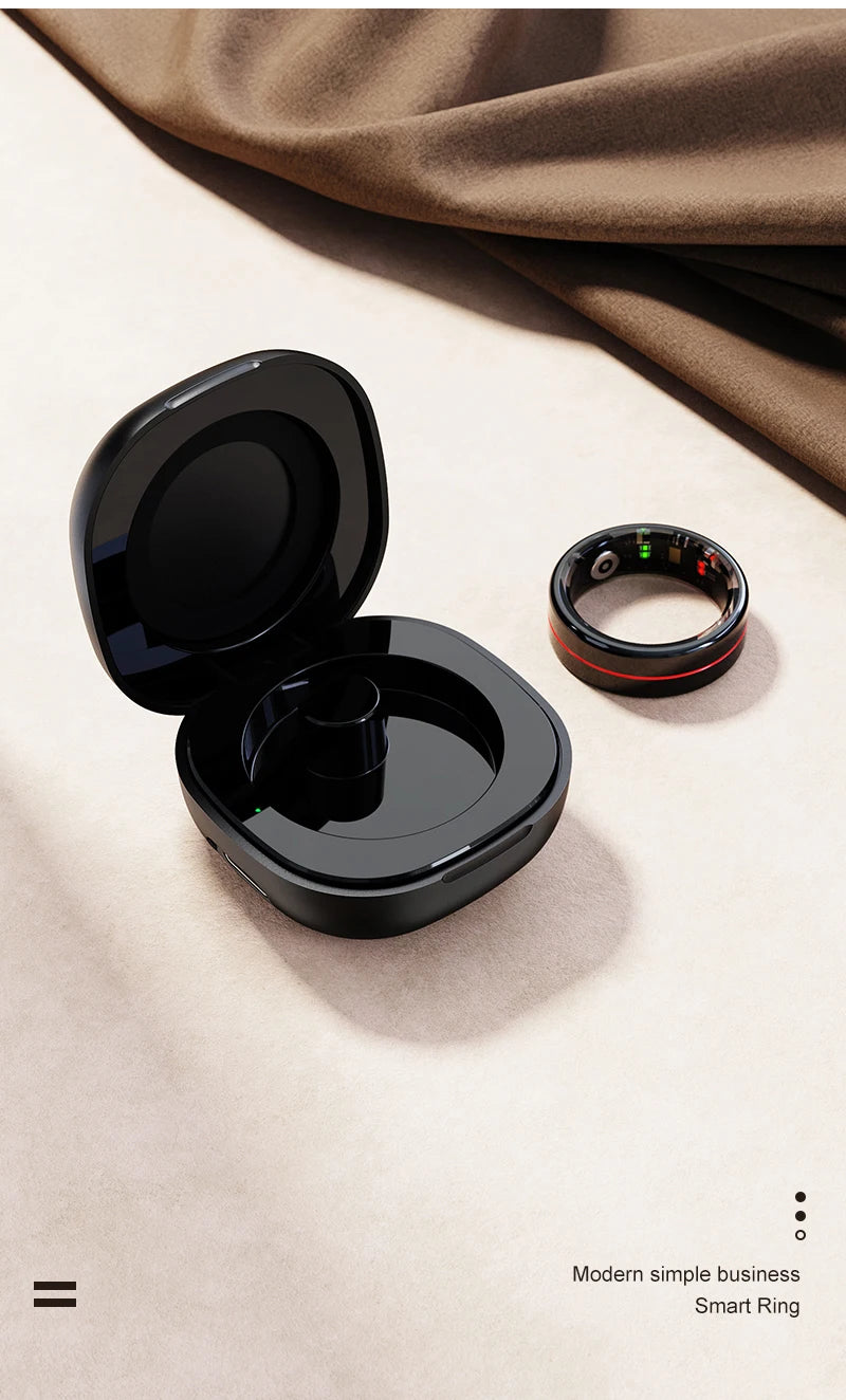 Anillo inteligente R04 2025 para hombre y mujer, con estuche de carga, monitor de salud y sueño, resistente al agua hasta 5 ATM, modo multideporte, control de cámara.