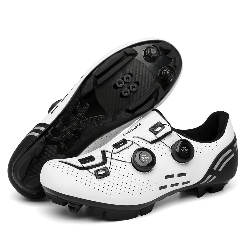 Zapatillas de ciclismo de montaña 2023 con calas para hombre y mujer, de carbono, deportivas, de velocidad, planas, SPD, para ciclismo de carretera