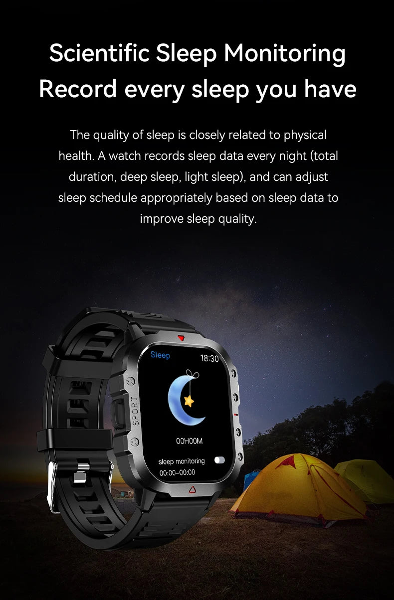 LAXASFIT 2025 - Reloj inteligente militar resistente para hombre, para exteriores, pantalla táctil HD de 2,01", llamadas de voz y Bluetooth