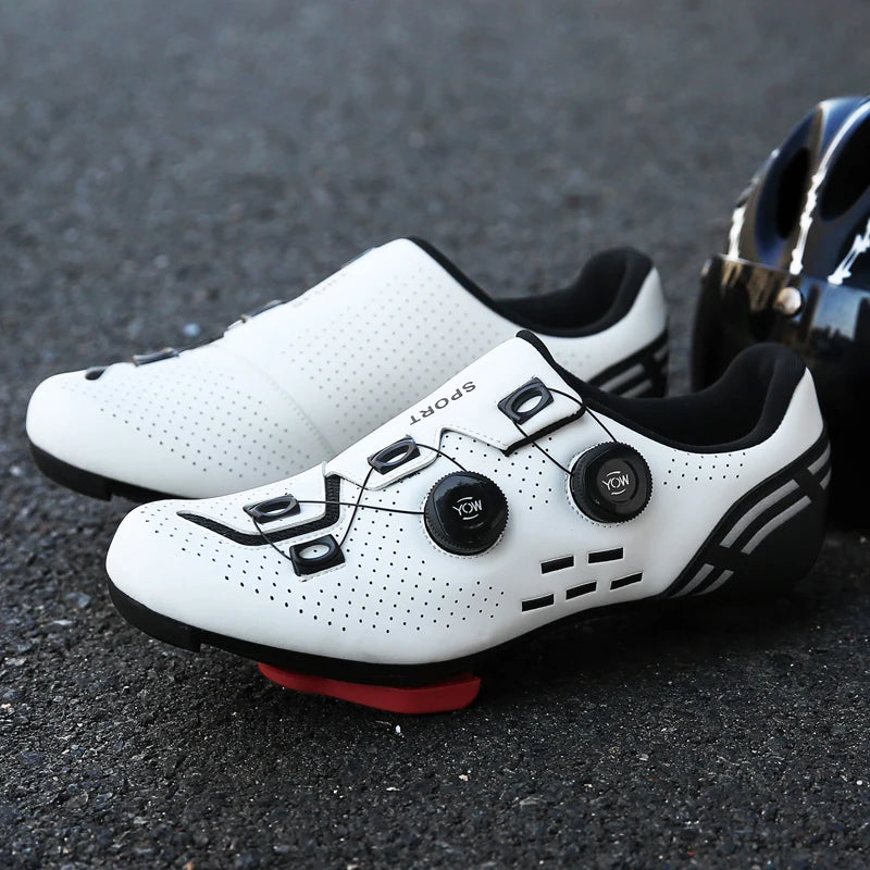 Zapatillas de ciclismo de montaña 2023 con calas para hombre y mujer, de carbono, deportivas, de velocidad, planas, SPD, para ciclismo de carretera