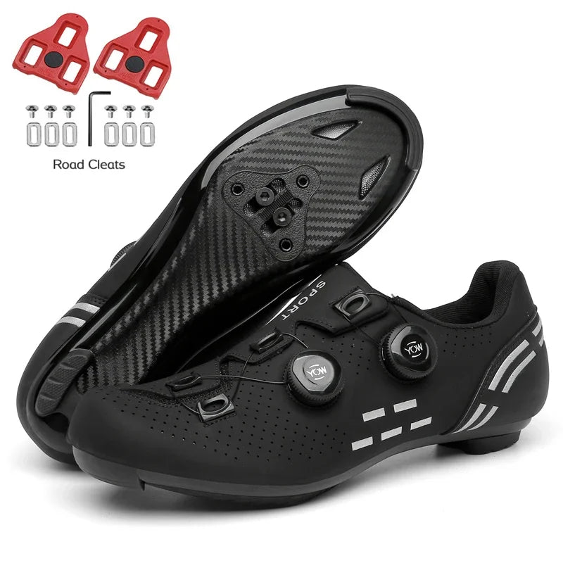 Zapatillas de ciclismo de montaña 2023 con calas para hombre y mujer, de carbono, deportivas, de velocidad, planas, SPD, para ciclismo de carretera