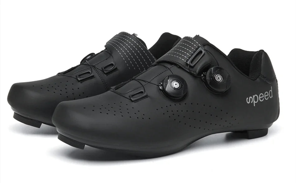 Zapatillas profesionales para hombre, ultraligeras, con doble hebilla, para ciclismo de montaña, luminosas, con calas autoblocantes
