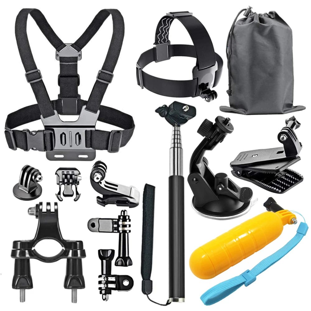 Accesorios para cámara de acción GoPro Hero 9, 8, 7, 5 y 4, mochila DJI Osmo Action, ventosa para montura de cristal, funda 4K y casco.
