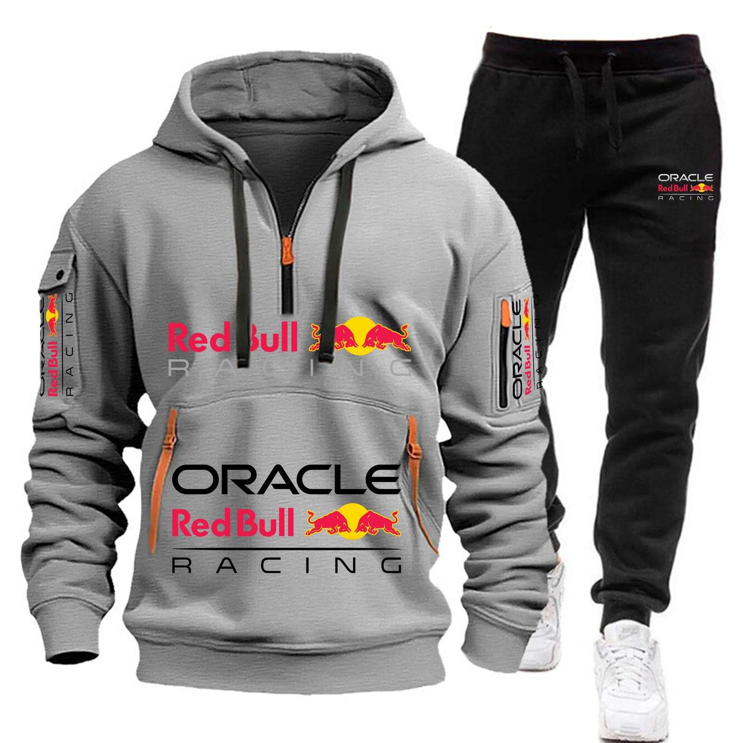 Conjunto de sudadera con capucha y pantalones deportivos Red Bull Racing para hombre, otoño/invierno, 2 piezas, con cremallera y múltiples bolsillos, muy vendido.