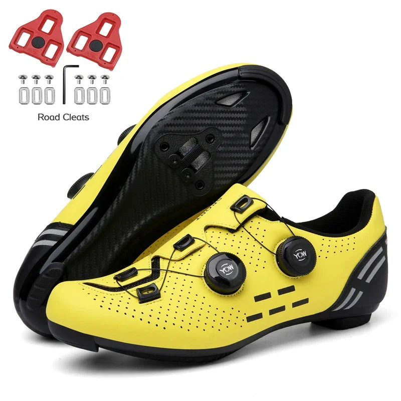 Zapatillas de ciclismo de montaña 2023 con calas para hombre y mujer, de carbono, deportivas, de velocidad, planas, SPD, para ciclismo de carretera