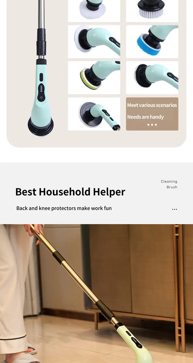 Fregador giratorio inalámbrico para el hogar, aparatos de cocina, cepillos para el cabello, escobas de baño, fregonas de inodoro, cepillo de limpieza eléctrico multiusos.