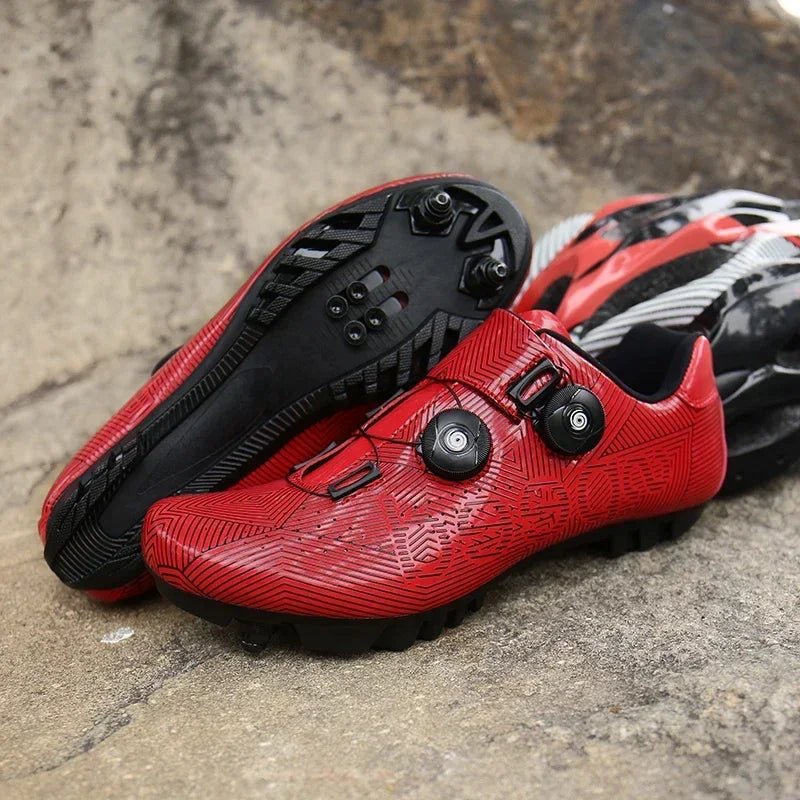 Zapatillas profesionales para hombre, ultraligeras, con doble hebilla, para ciclismo de montaña, luminosas, con calas autoblocantes