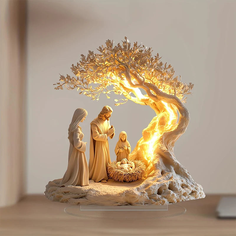 Figura de pesebre de Pascua, decoración de mesa, figura de pesebre, adorno de escritorio de madera, artesanía, decoración, iglesia, fiesta, regalo de Navidad