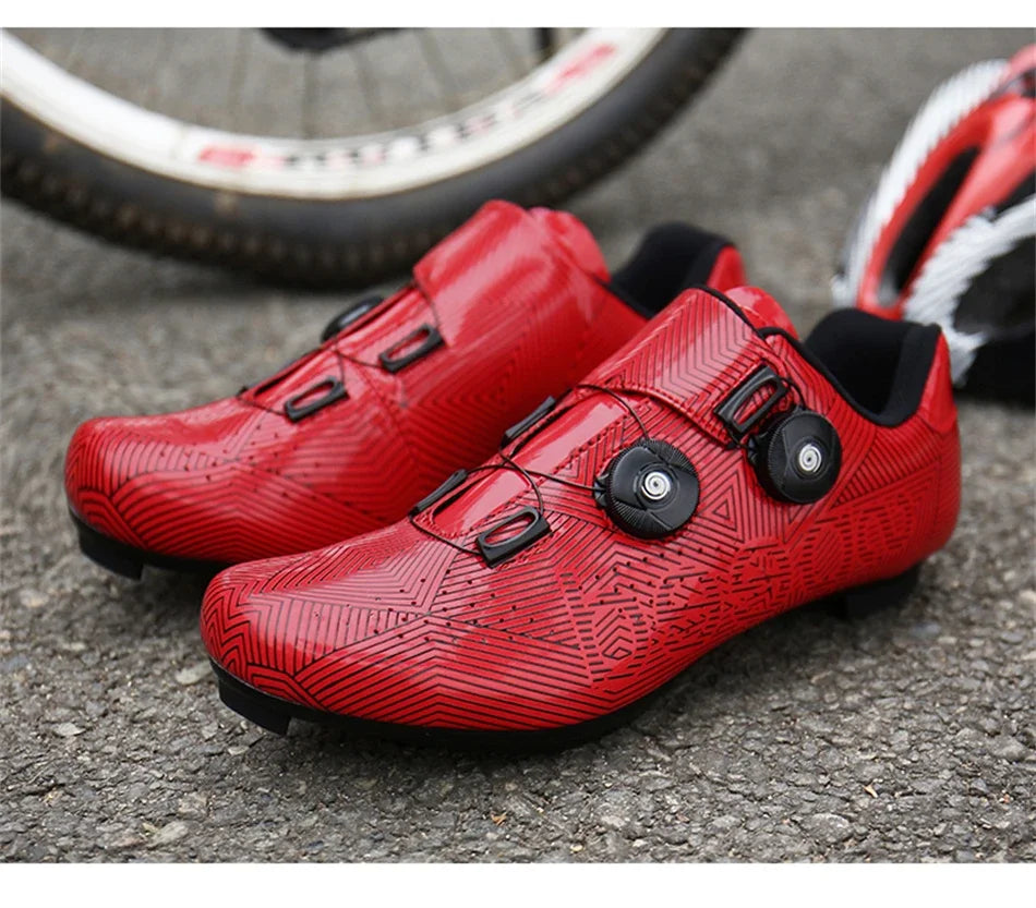 Zapatillas profesionales para hombre, ultraligeras, con doble hebilla, para ciclismo de montaña, luminosas, con calas autoblocantes
