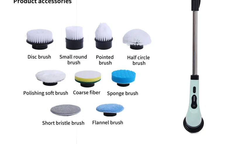 Fregador giratorio inalámbrico para el hogar, aparatos de cocina, cepillos para el cabello, escobas de baño, fregonas de inodoro, cepillo de limpieza eléctrico multiusos.