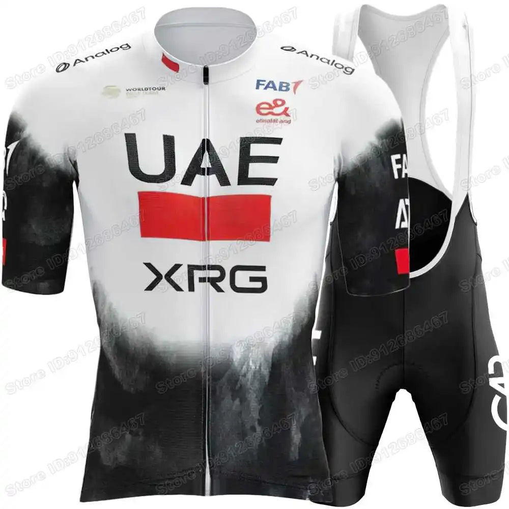 Conjunto de maillot ciclista Tadej Pogačar, campeón del mundo por equipos de los Emiratos Árabes Unidos 2025, ropa de ciclismo para hombre, camisetas de ciclismo de carretera, traje, pantalones cortos con tirantes