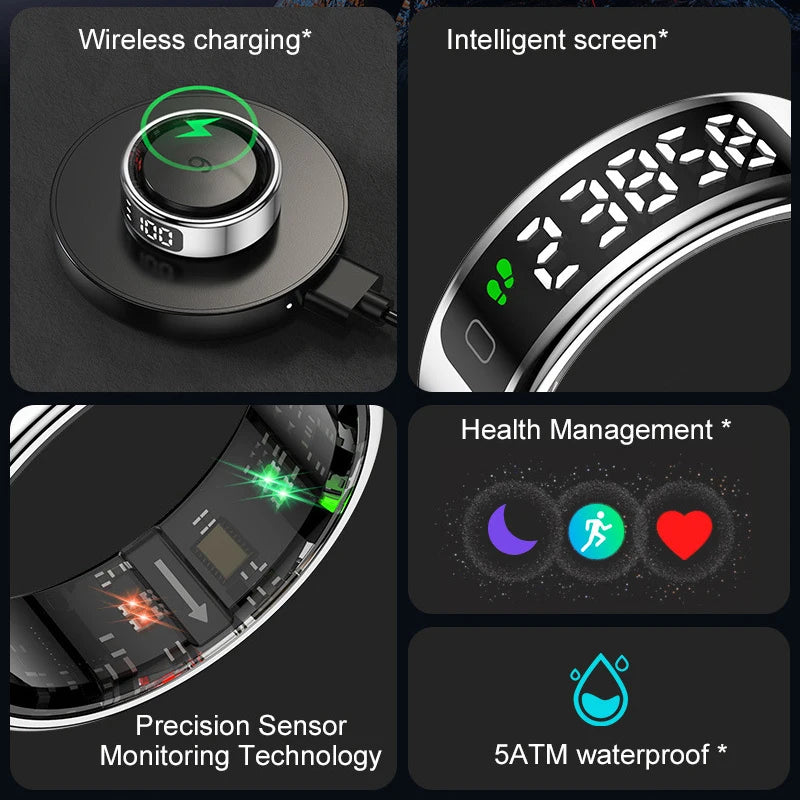 Anillo inteligente Xiaomi R12 con pantalla táctil, resistente al agua hasta 5 ATM, Bluetooth, control de gestos, carga inalámbrica, deportivo