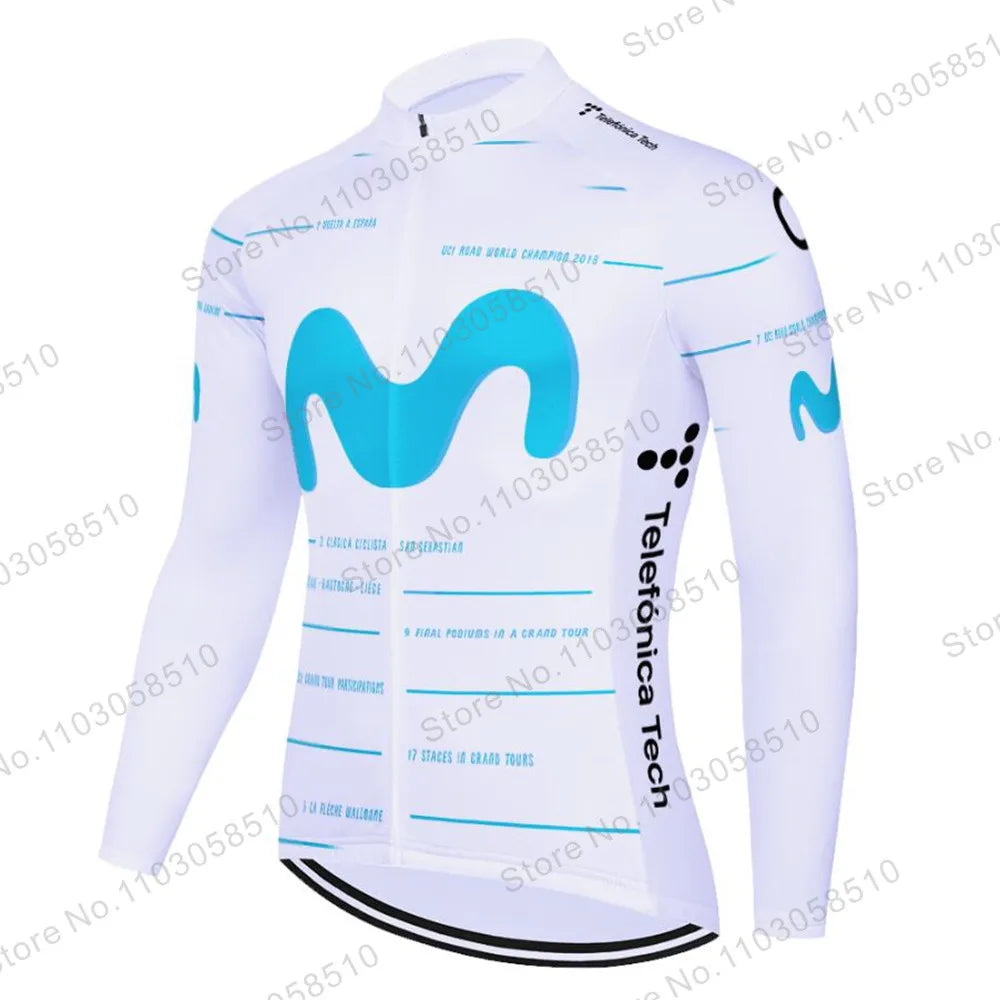 Maillot de ciclismo de manga larga Movistar transpirable de verano para hombre, ropa de ciclismo de montaña
