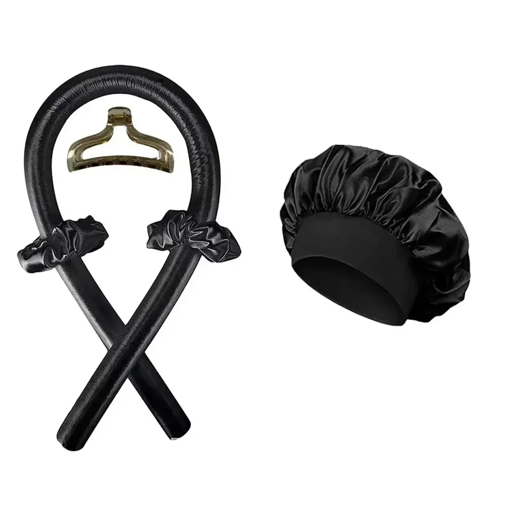 Heatless Curling Rod Satin Silk Sleeping Cap Set Headwrap Natural Curly Hair Long Hair Care Wave Sleeping Curling Styling Tool Selectia