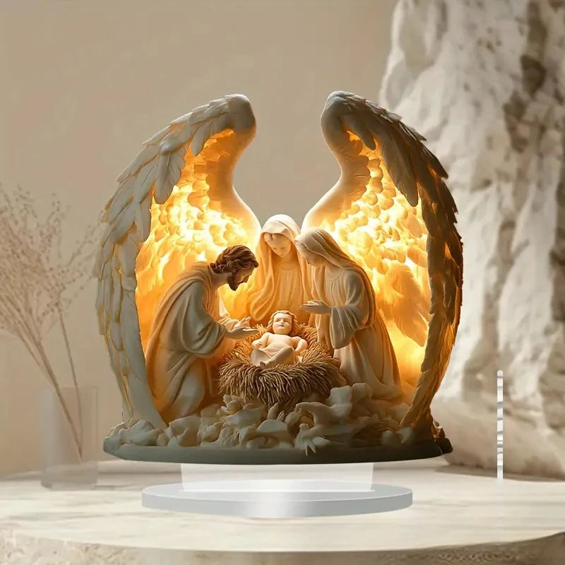 Figura de pesebre de Pascua, decoración de mesa, figura de pesebre, adorno de escritorio de madera, artesanía, decoración, iglesia, fiesta, regalo de Navidad