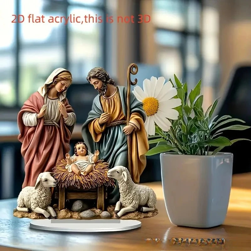 Figura de pesebre de Pascua, decoración de mesa, figura de pesebre, adorno de escritorio de madera, artesanía, decoración, iglesia, fiesta, regalo de Navidad