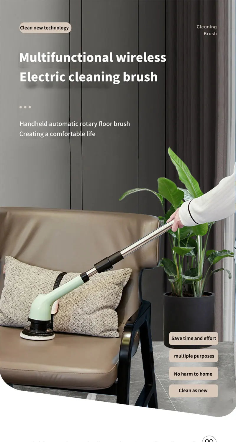 Fregador giratorio inalámbrico para el hogar, aparatos de cocina, cepillos para el cabello, escobas de baño, fregonas de inodoro, cepillo de limpieza eléctrico multiusos.