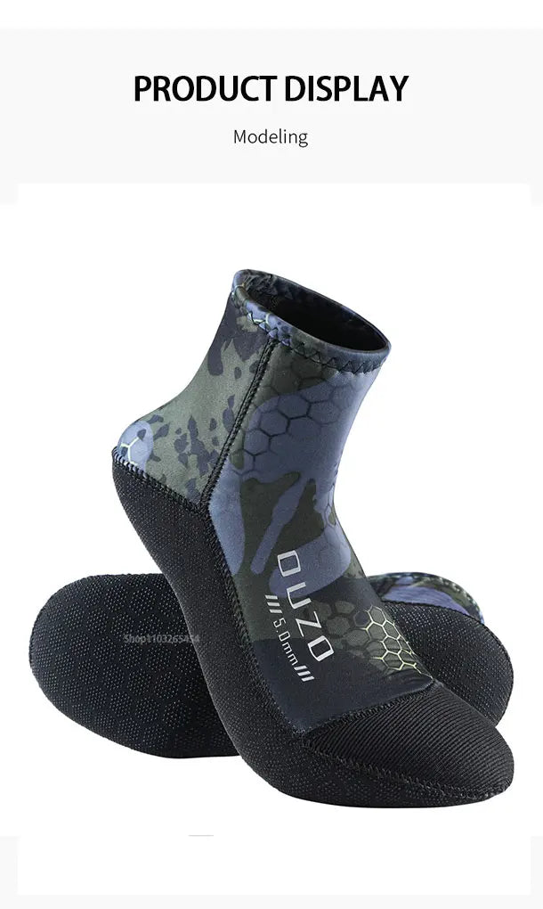Calcetines de buceo de neopreno de 5 mm, para verano, para deportes de buceo, para surf, playa, antideslizantes, aletas de natación, resistentes a la arena y a los baños de hielo.