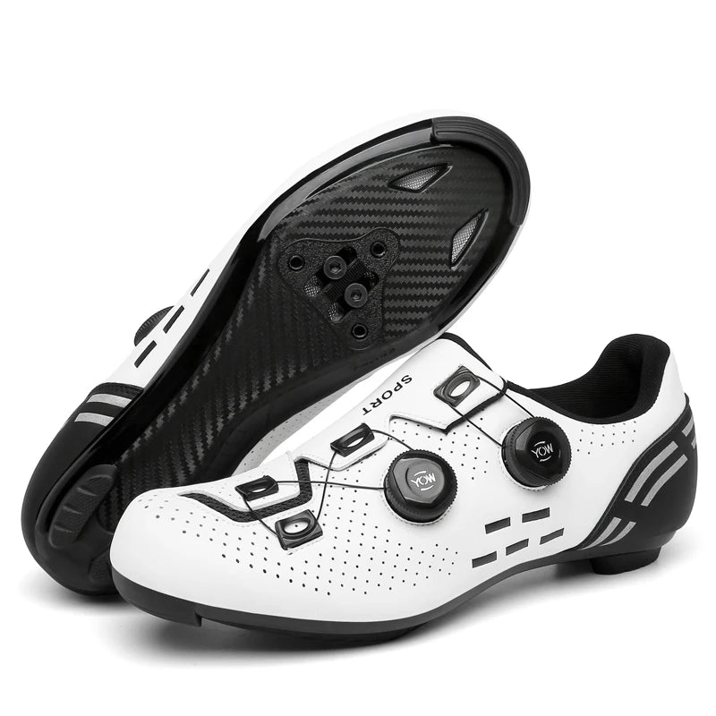 Zapatillas de ciclismo de montaña 2023 con calas para hombre y mujer, de carbono, deportivas, de velocidad, planas, SPD, para ciclismo de carretera