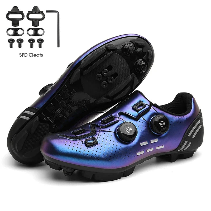 Zapatillas de ciclismo de montaña 2023 con calas para hombre y mujer, de carbono, deportivas, de velocidad, planas, SPD, para ciclismo de carretera