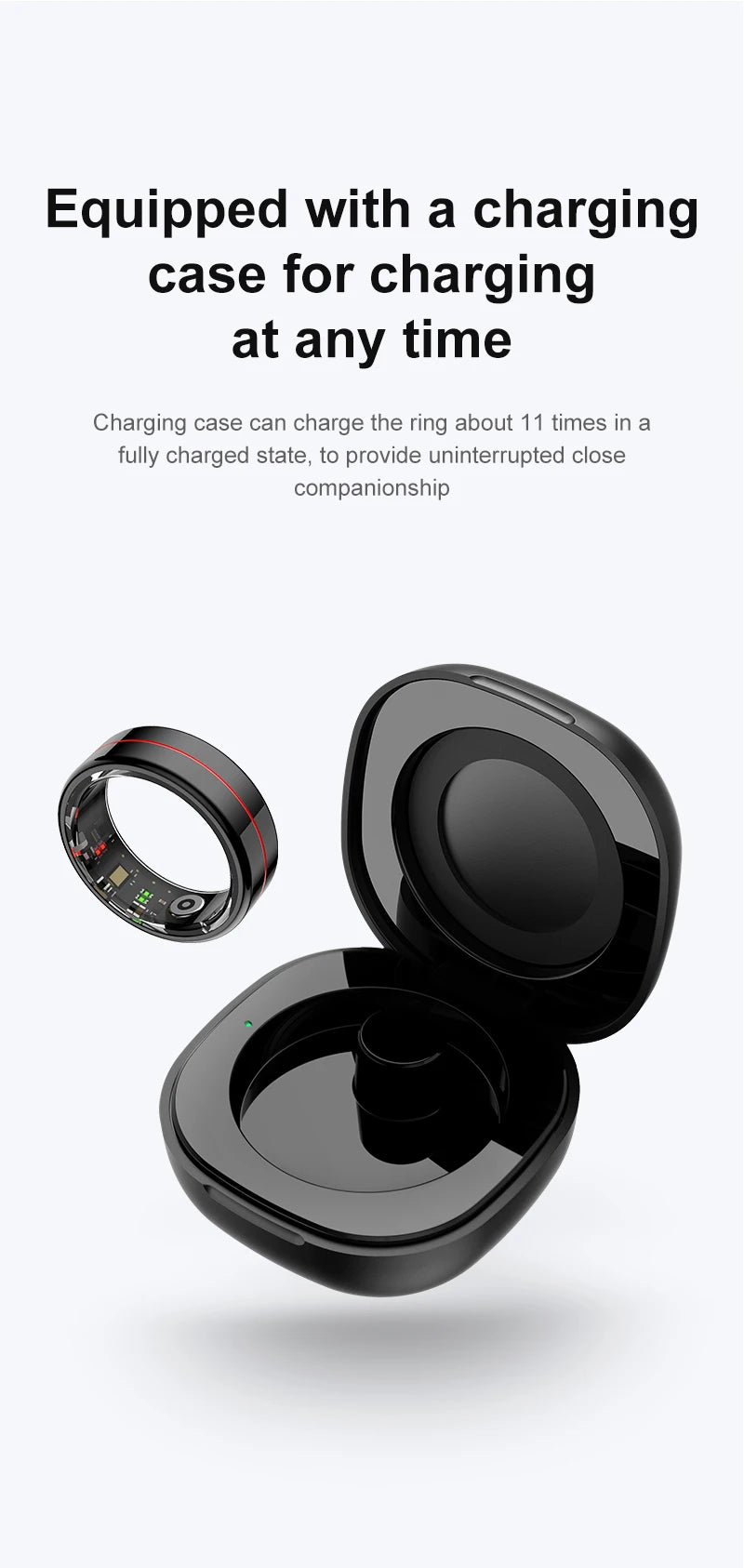 Anillo inteligente R04 2025 para hombre y mujer, con estuche de carga, monitor de salud y sueño, resistente al agua hasta 5 ATM, modo multideporte, control de cámara.