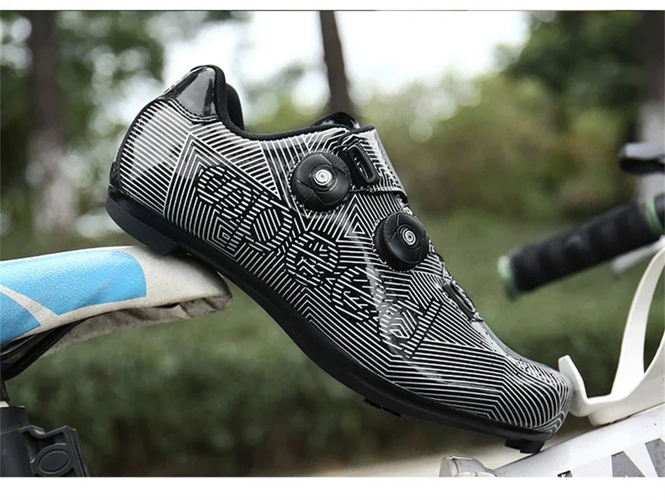 Zapatillas profesionales para hombre, ultraligeras, con doble hebilla, para ciclismo de montaña, luminosas, con calas autoblocantes
