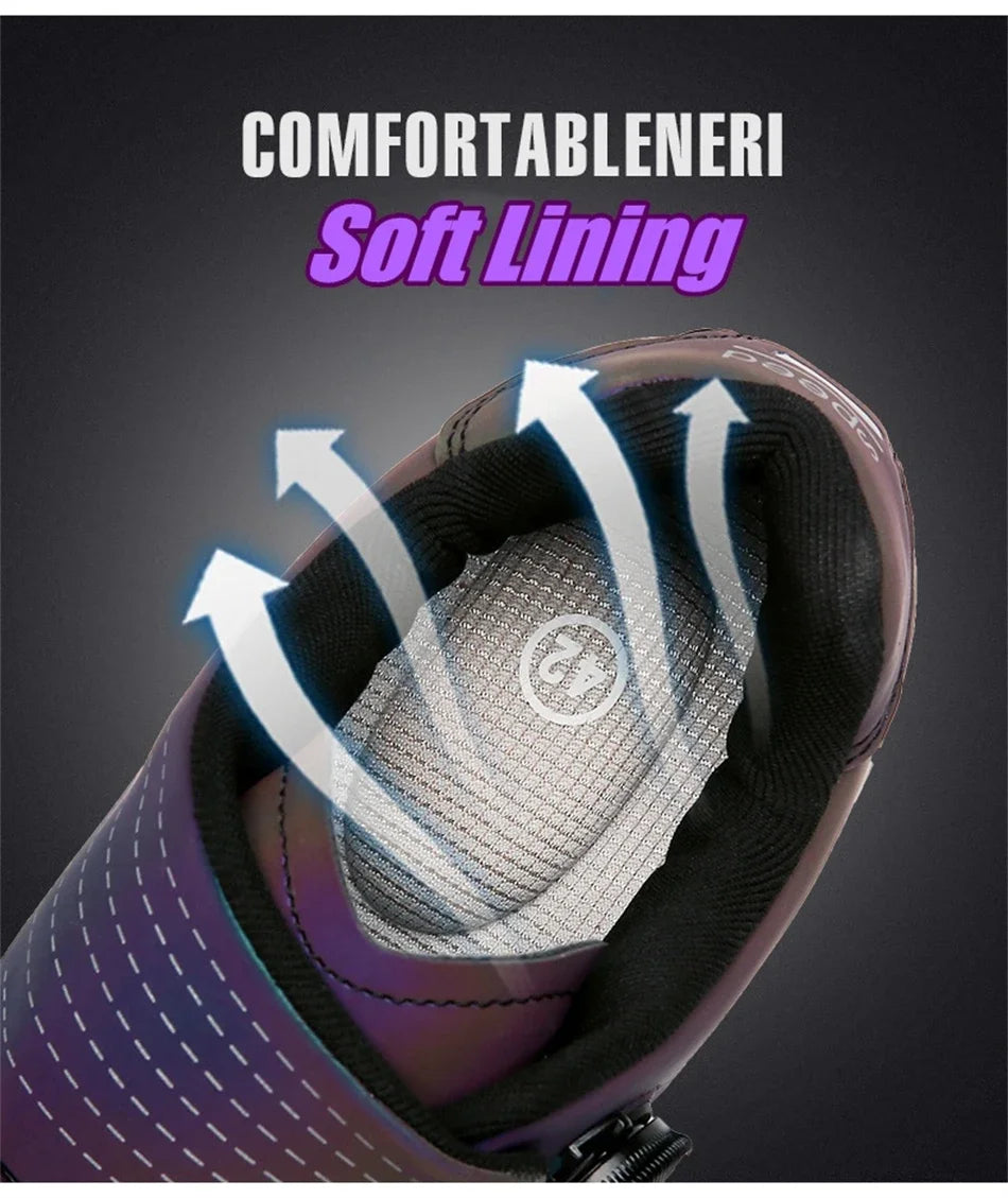 Zapatillas profesionales para hombre, ultraligeras, con doble hebilla, para ciclismo de montaña, luminosas, con calas autoblocantes