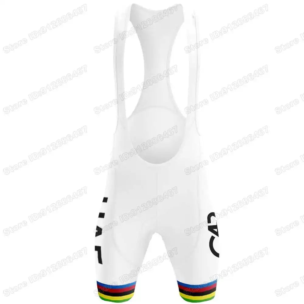 Conjunto de maillot ciclista Tadej Pogačar, campeón del mundo por equipos de los Emiratos Árabes Unidos 2025, ropa de ciclismo para hombre, camisetas de ciclismo de carretera, traje, pantalones cortos con tirantes