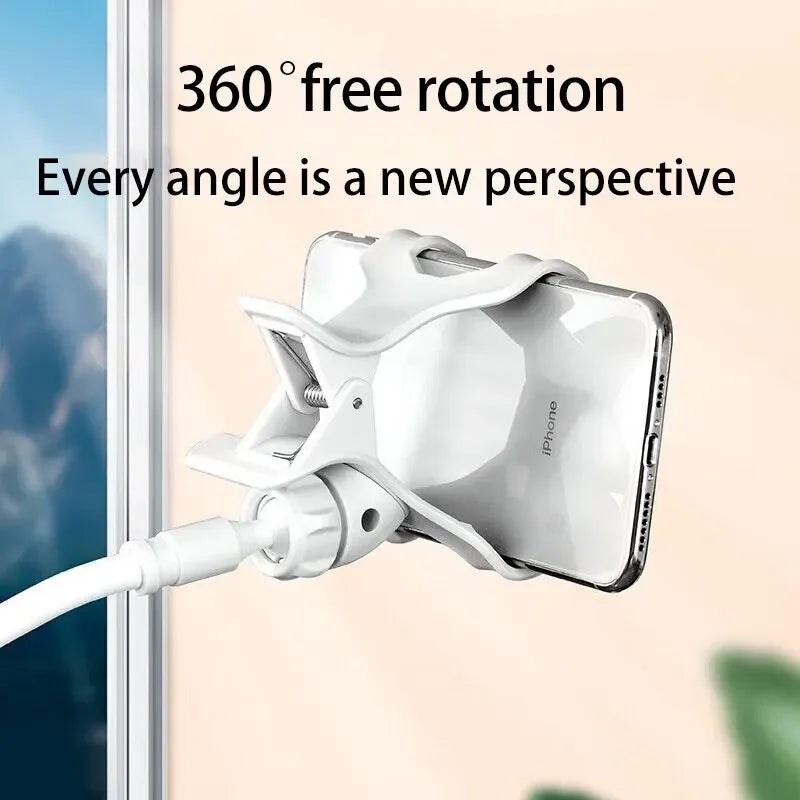 Soporte para teléfono móvil con clip de 360 grados, portátil, flexible, para cama perezosa, soporte de escritorio, base para iPhone, Samsung y Xiaomi