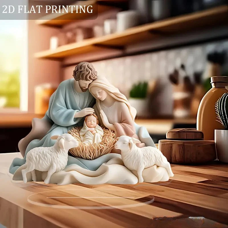 Figura de pesebre de Pascua, decoración de mesa, figura de pesebre, adorno de escritorio de madera, artesanía, decoración, iglesia, fiesta, regalo de Navidad