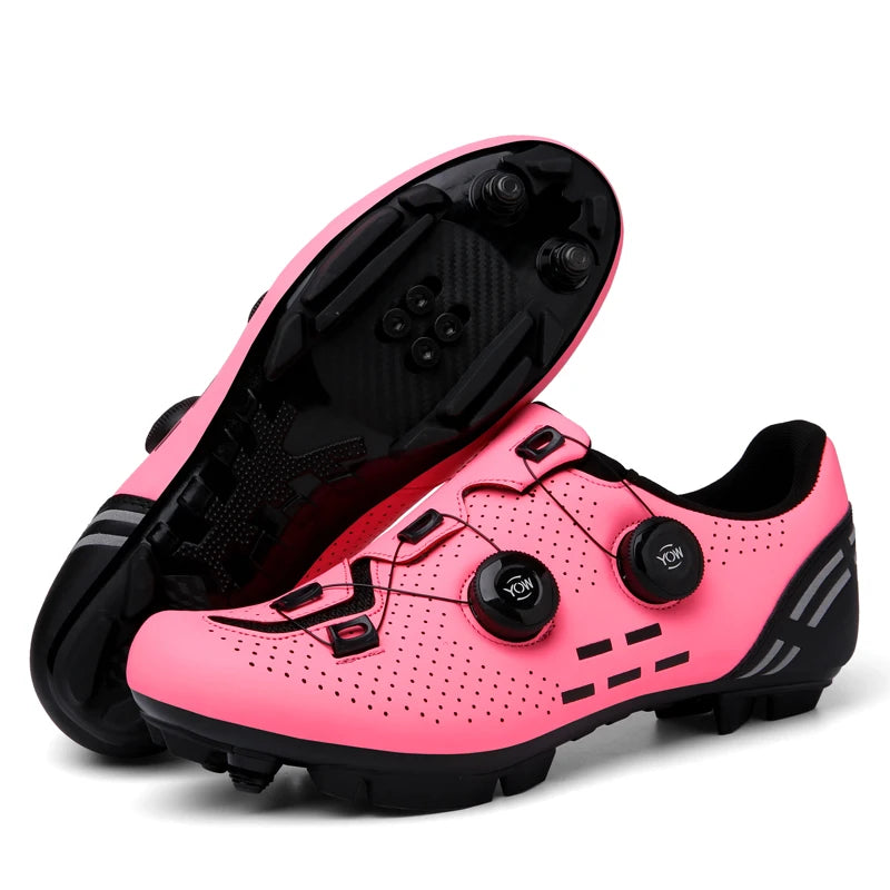 Zapatillas de ciclismo de montaña 2023 con calas para hombre y mujer, de carbono, deportivas, de velocidad, planas, SPD, para ciclismo de carretera
