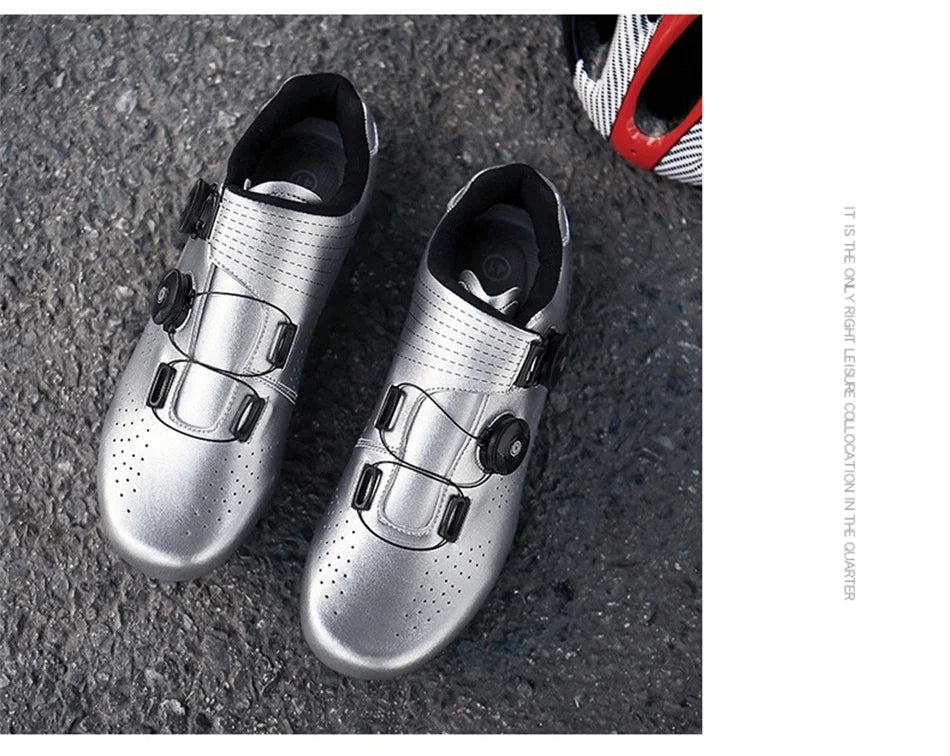 Zapatillas profesionales para hombre, ultraligeras, con doble hebilla, para ciclismo de montaña, luminosas, con calas autoblocantes