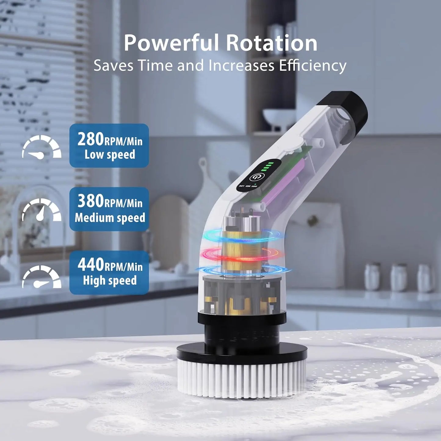Fregador giratorio inalámbrico para el hogar, aparatos de cocina, cepillos para el cabello, escobas de baño, fregonas de inodoro, cepillo de limpieza eléctrico multiusos.