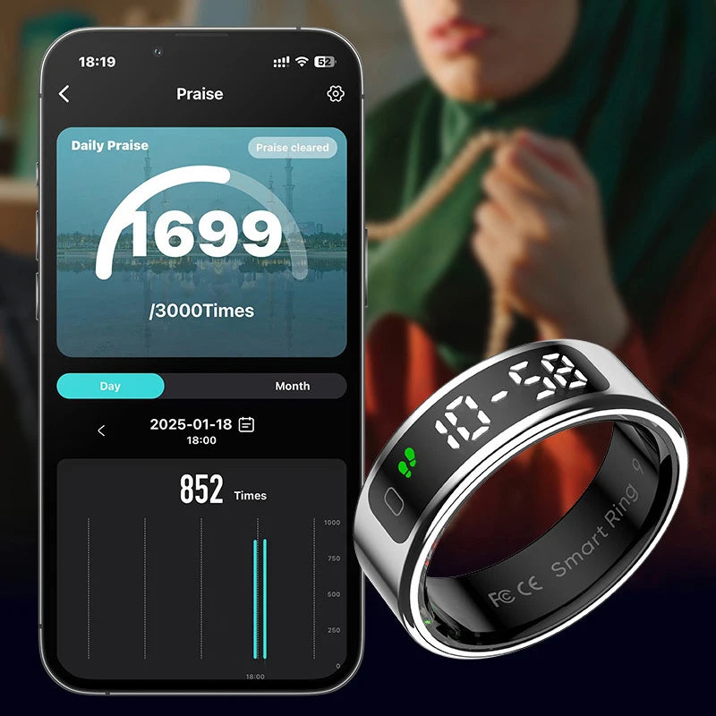 Anillo inteligente Xiaomi R12 con pantalla táctil, resistente al agua hasta 5 ATM, Bluetooth, control de gestos, carga inalámbrica, deportivo